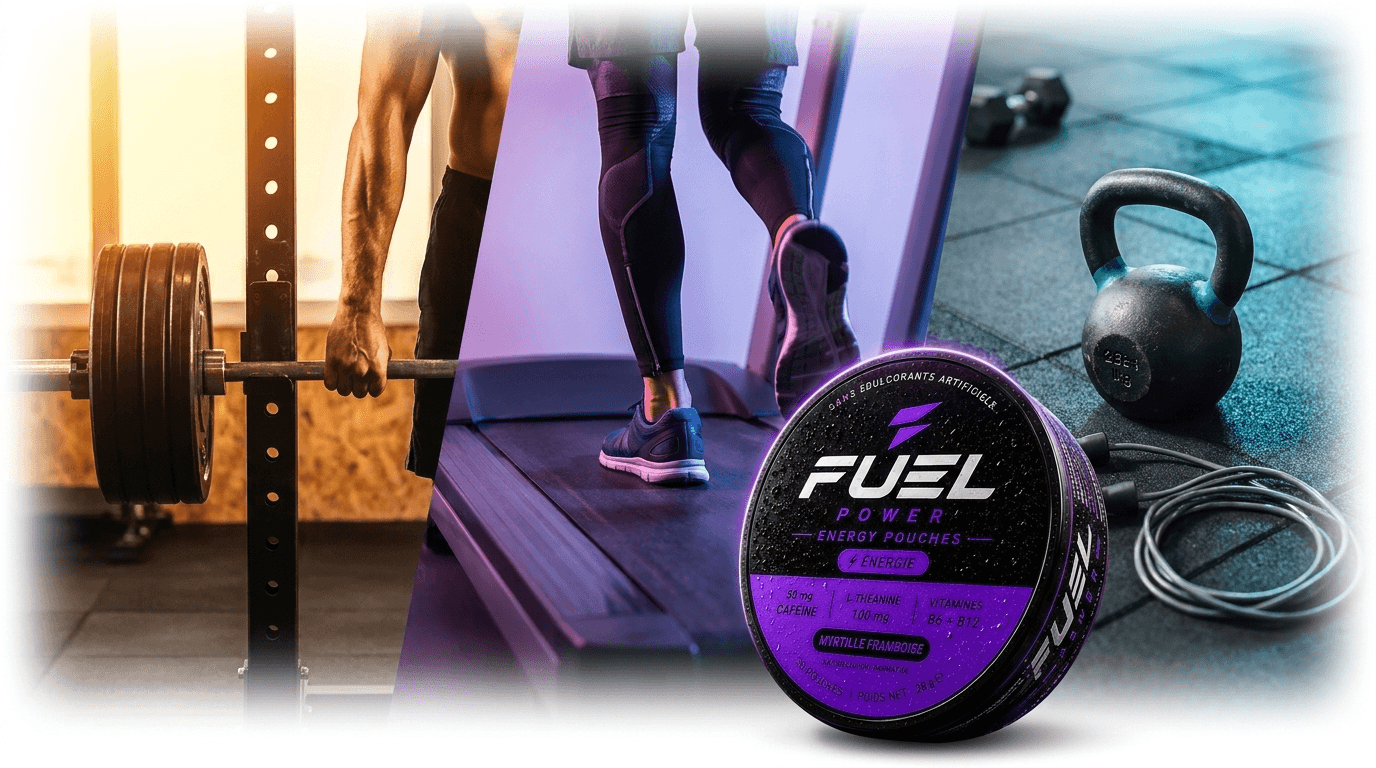 Sportif plaçant un pouch FUEL POWER avant l'échauffement